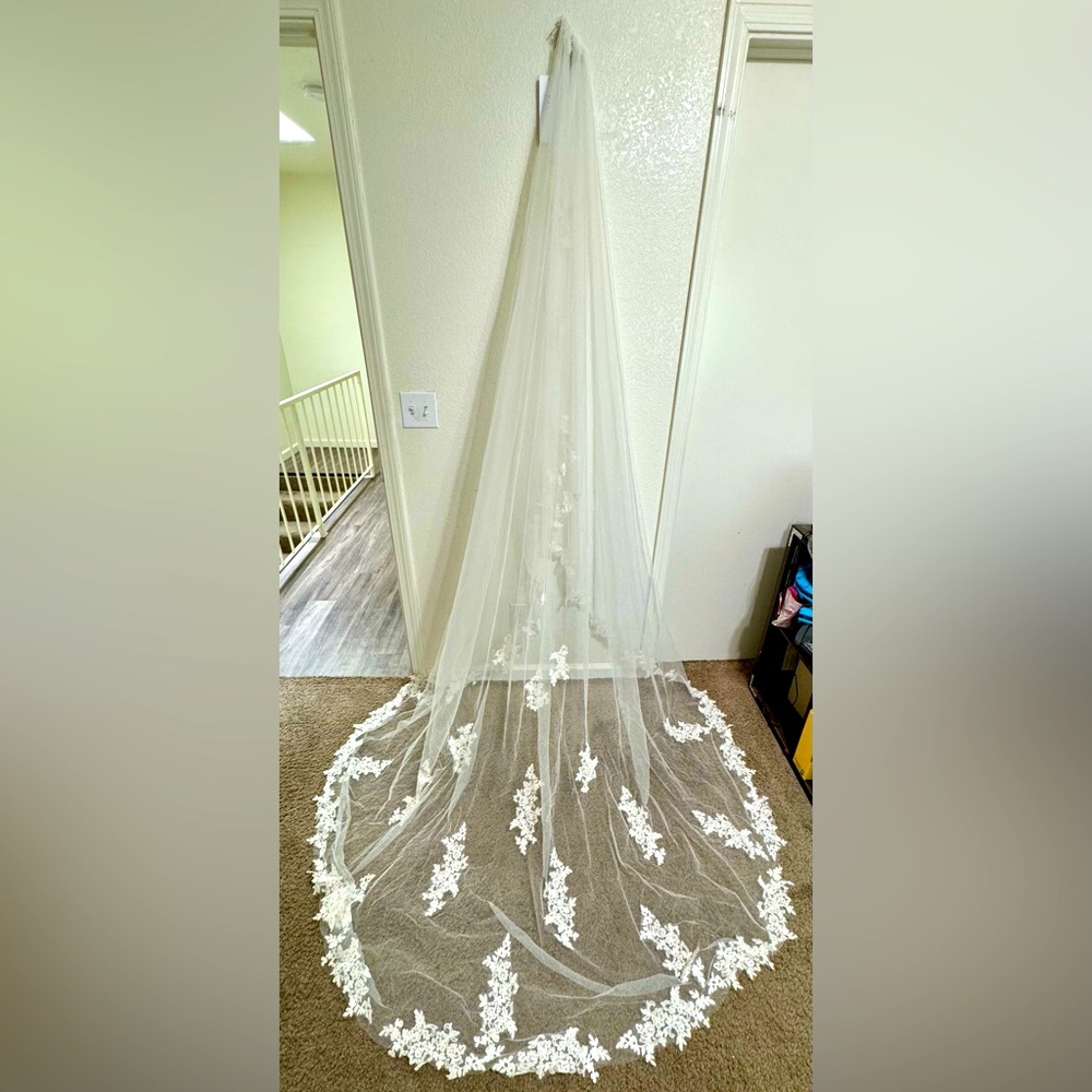 Ivory Diamond and Lace Cathedral Veil
